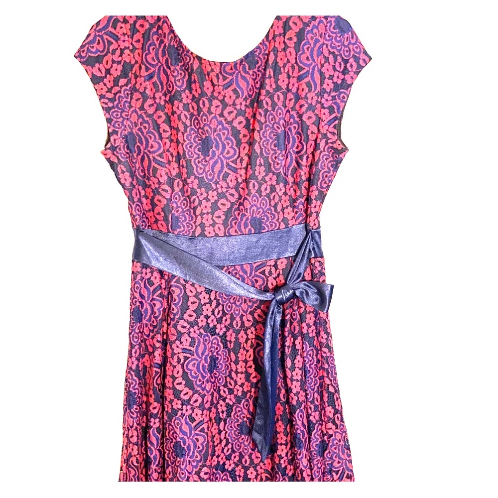 Navy floral-lace dress